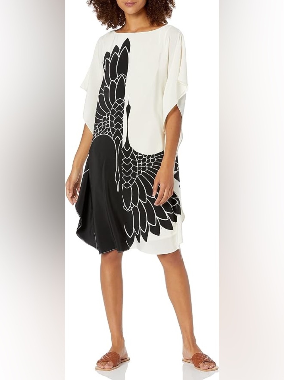 Trina Turk 100% Silk Theodora Mumu Poncho Dress small artistic bird print